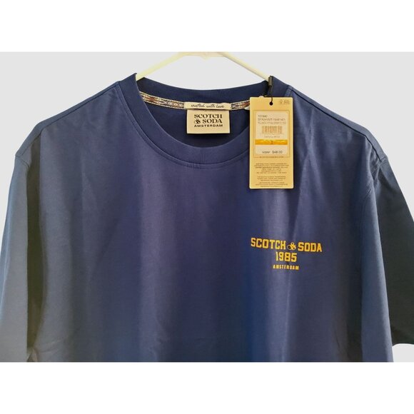 Scotch & Soda 1985 Amsterdam Mens Blue Graphic T-Shirt Crew Neck Short Sleeve Co - Picture 4 of 5